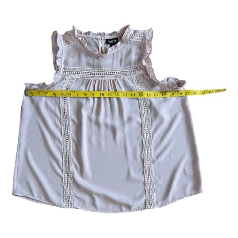 a.n.a Light Pink Ruffled Sleeveless Sheer Blouse size M women - Picture 5 of 8